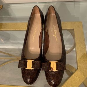 Salvatore Ferragamo embossed leather pumps